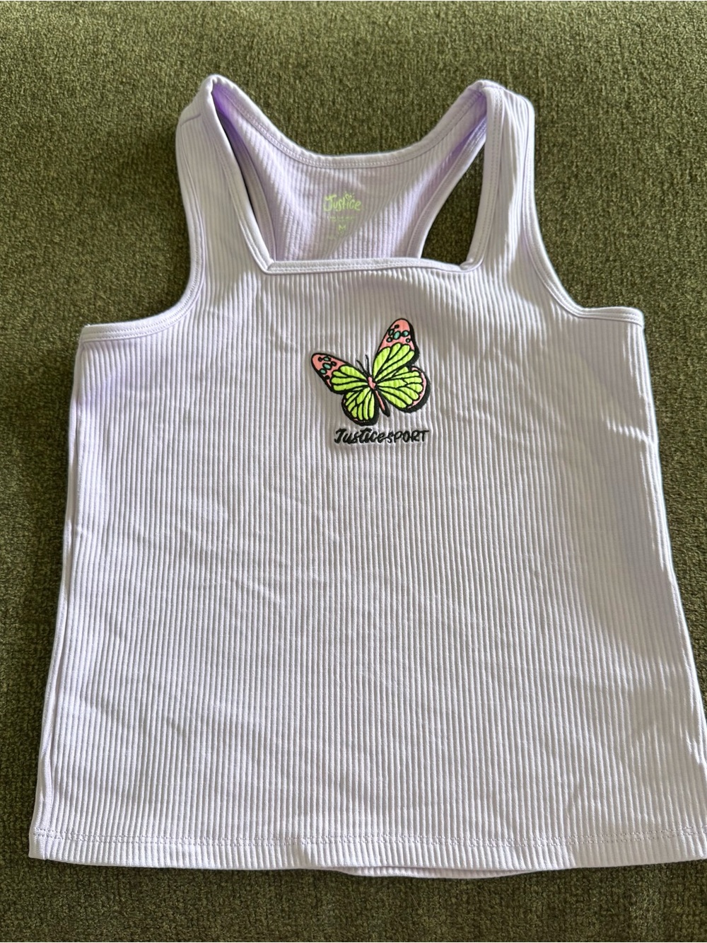 Girl’s Justice Lavender Ribbed Tank Size M (10)